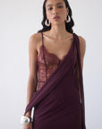 MISTRAL MIDI DRESS IN EARTH CHIFFON & LACE