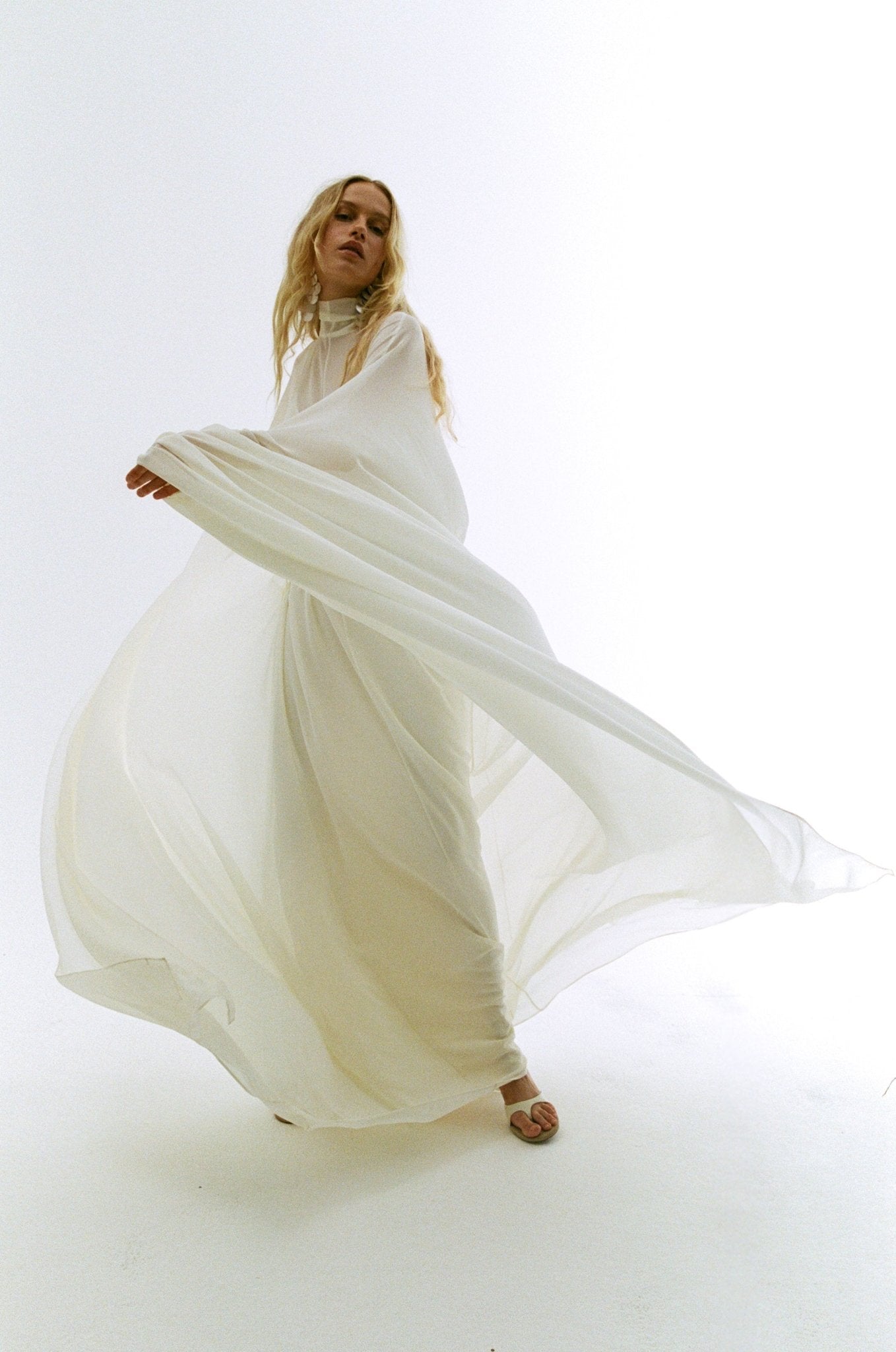 Nila Maxi Dress in Ivory Chiffon