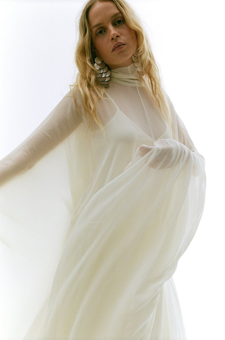 Nila Maxi Dress in Ivory Chiffon