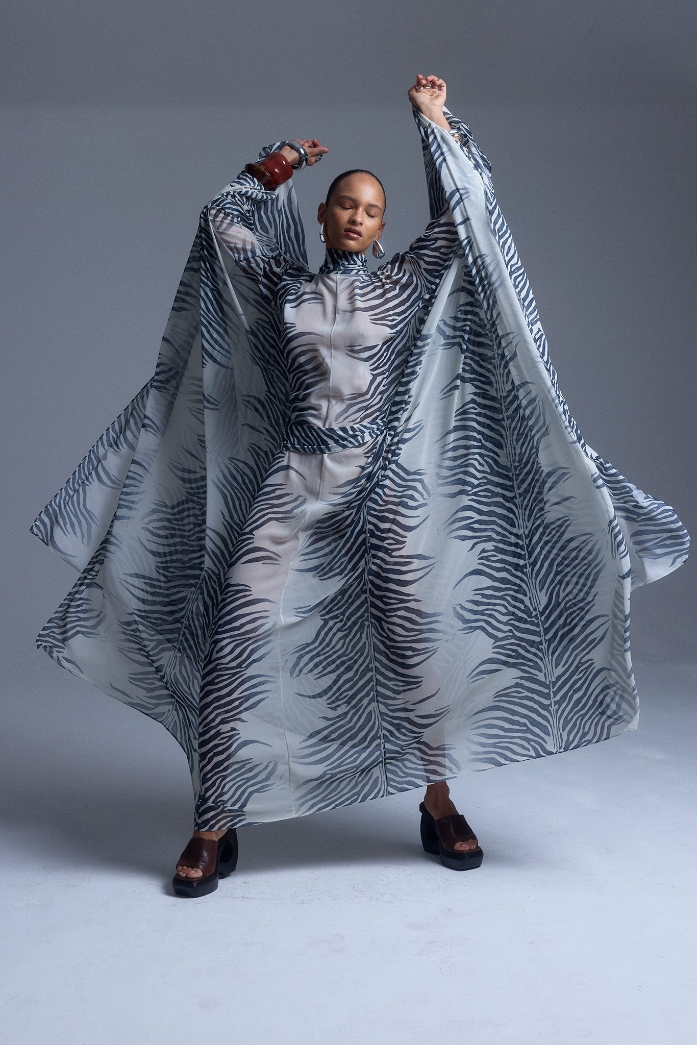 NILA MAXI DRESS IN ZEBRA PRINT CHIFFON - De La Vali