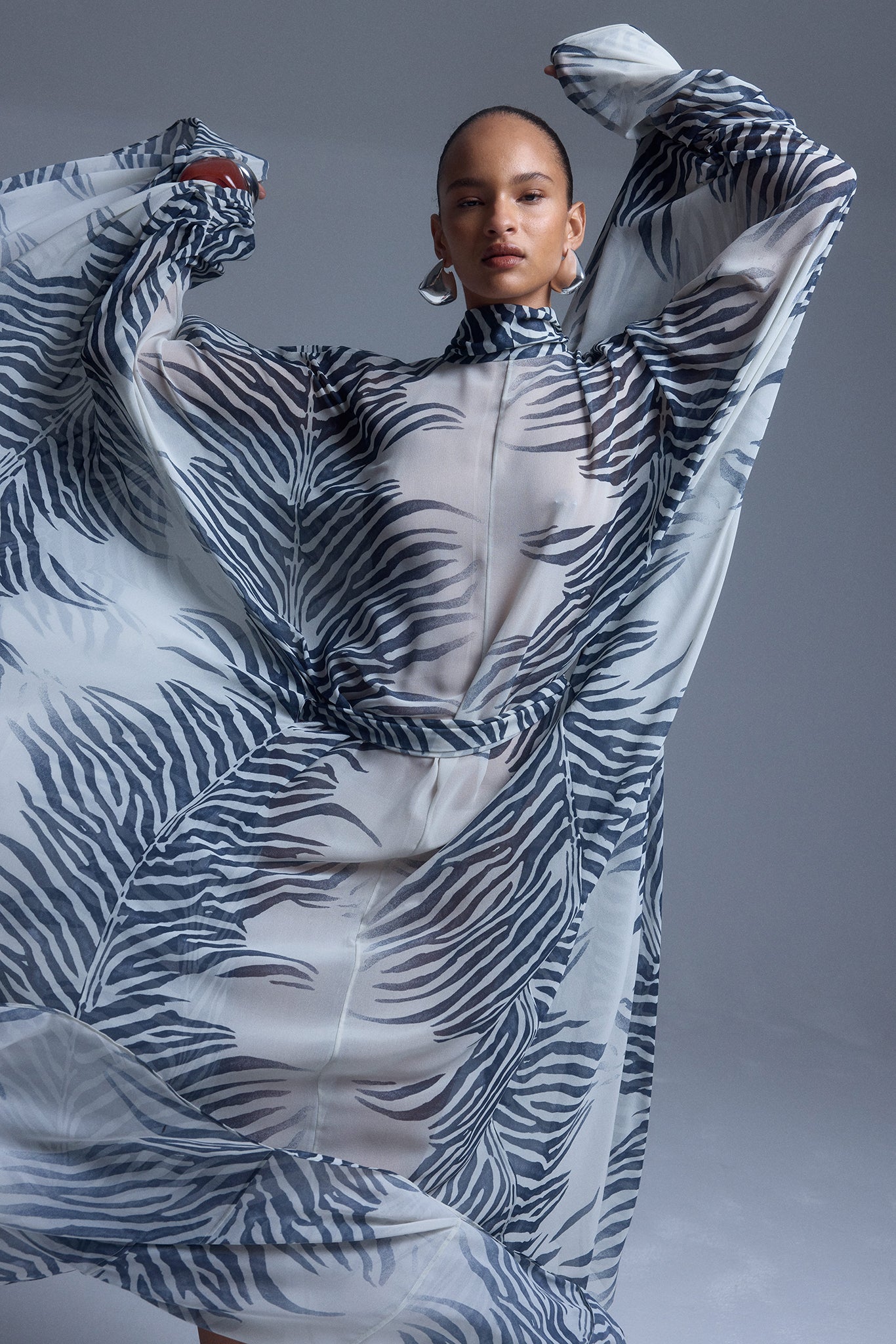 NILA MAXI DRESS IN ZEBRA PRINT CHIFFON - De La Vali