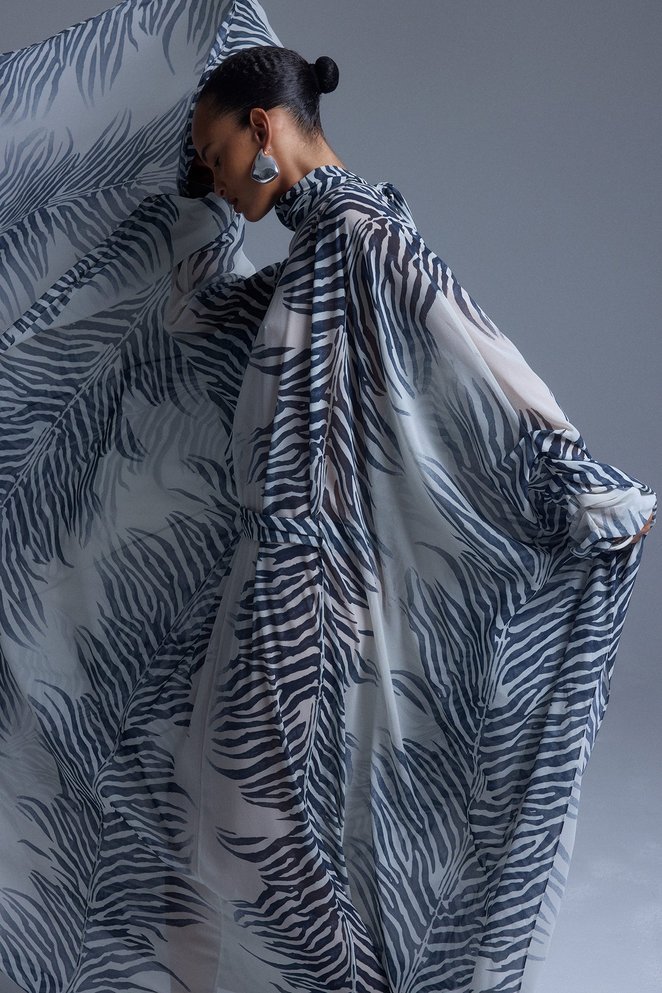 NILA MAXI DRESS IN ZEBRA PRINT CHIFFON - De La Vali