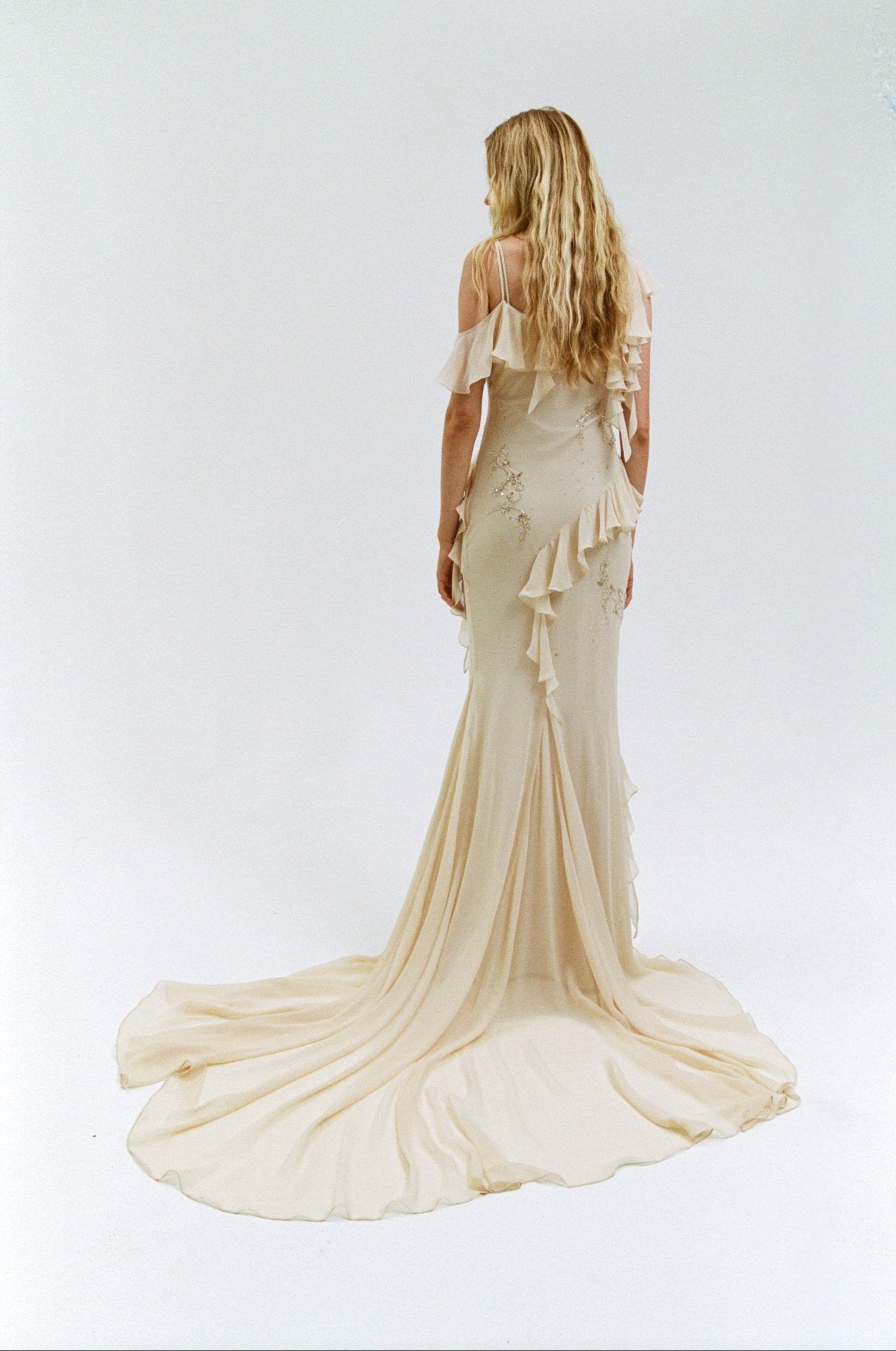 OPHELIA MAXI DRES IN ANTIQUE VISCOSE GEORGETTE - De La Vali