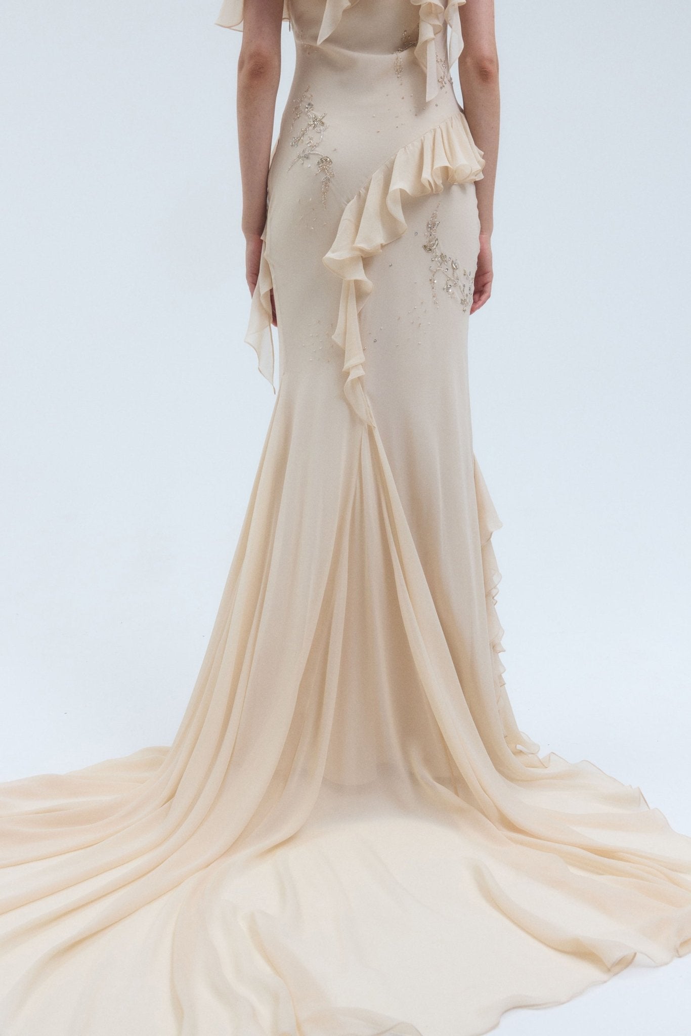 OPHELIA MAXI DRES IN ANTIQUE VISCOSE GEORGETTE - De La Vali