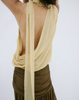 MENORCA TOP IN ANTIQUE YELLOW VISCOSE GEORGETTE - De La Vali