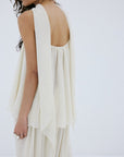 AGAPITO TOP IN CREAM POLY CHIFFON - De La Vali