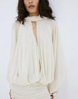 MAITE MINI DRESS IN IVORY CHIFFON - De La Vali