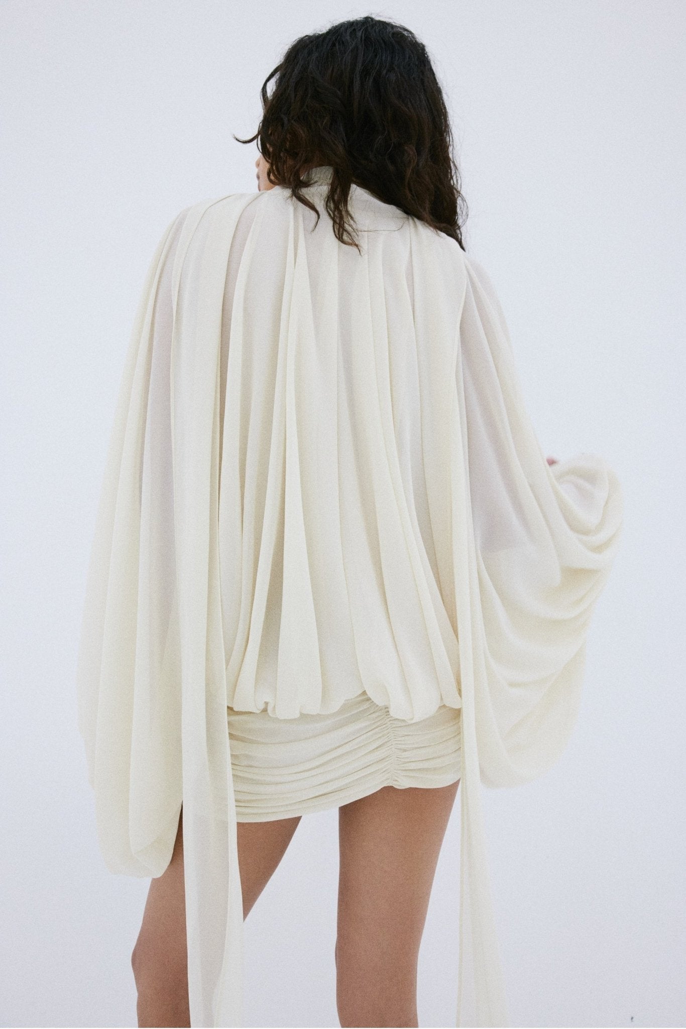 MAITE MINI DRESS IN IVORY CHIFFON - De La Vali