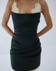 KASAI MINI DRESS IN BLACK TWILL - De La Vali
