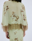 CIELO MIDAXI DRESS & CAPE IN ROSA PALO GREEN VISCOSE GEORGETTE - De La Vali