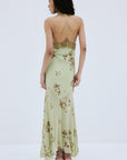 CIELO MIDAXI DRESS & CAPE IN ROSA PALO GREEN VISCOSE GEORGETTE - De La Vali