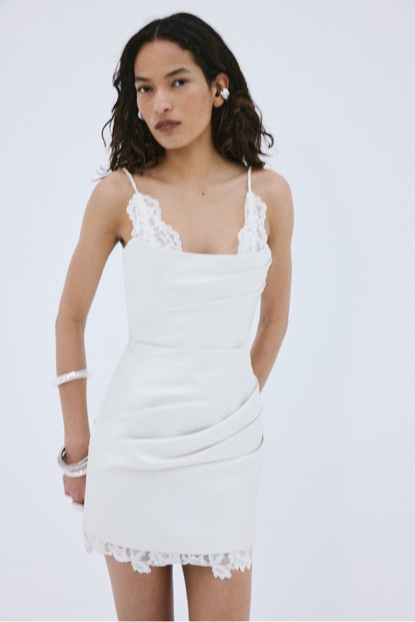 KASAI MINI DRESS IN IVORY TWILL - De La Vali