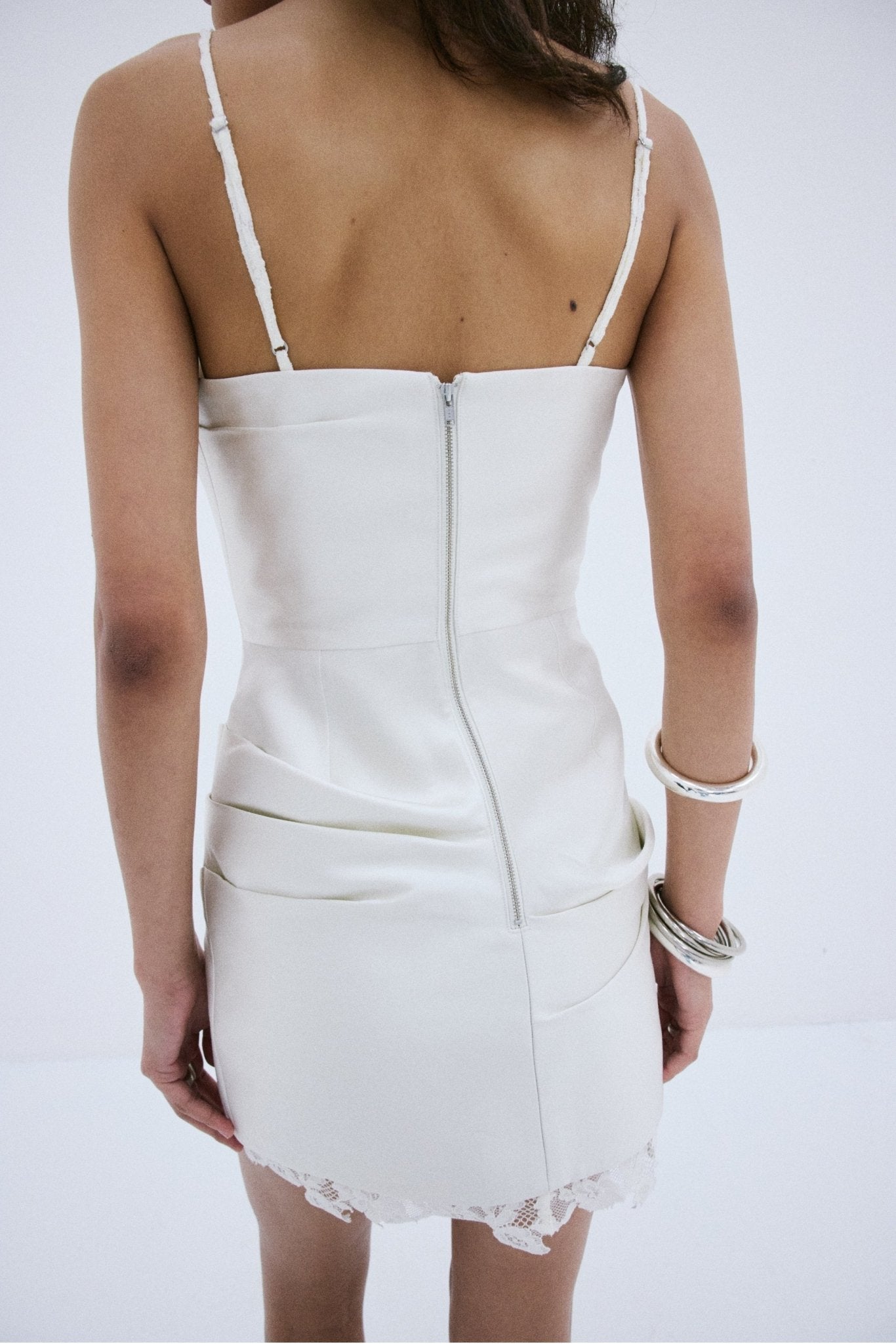 KASAI MINI DRESS IN IVORY TWILL - De La Vali