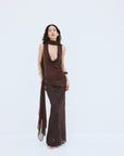 MENORCA TOP IN BROWN VISCOSE GEORGETTE - De La Vali