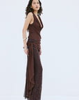 MENORCA TOP IN BROWN VISCOSE GEORGETTE - De La Vali