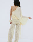 ROCIO TROUSER IN ANTIQUE YELLOW NYLON LACE - De La Vali