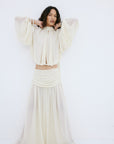 AGAPITO SKIRT IN CREAM POLY CHIFFON - De La Vali