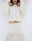 AGAPITO SKIRT IN CREAM POLY CHIFFON - De La Vali