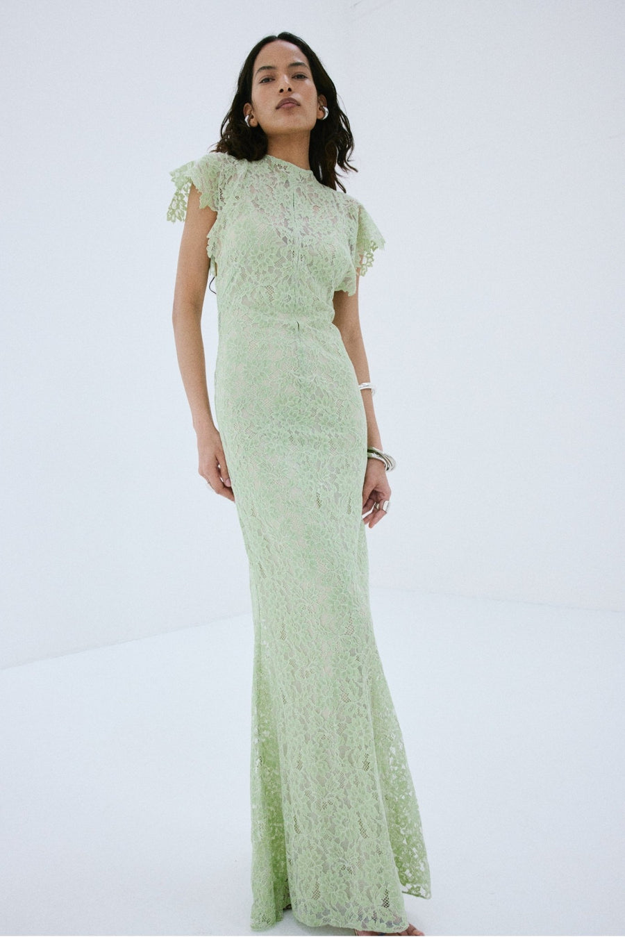 de la vali green dress ADRIANA MIDI DRESS IN MINT GREEN DOUBLE SATIN