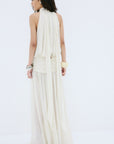 CRUZ MAXI DRESS IN CREAM POLY CHIFFON - De La Vali