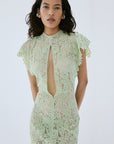 LAIA MAXI DRESS IN MINT GREEN NYLON LACE - De La Vali