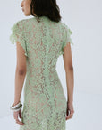 LAIA MAXI DRESS IN MINT GREEN NYLON LACE - De La Vali