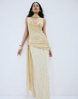 ROSA MAXI DRESS IN ANTIQUE YELLOW VISCOSE GEORGETTE - De La Vali