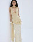 ROSA MAXI DRESS IN ANTIQUE YELLOW VISCOSE GEORGETTE - De La Vali