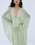 EVITA MAXI DRESS IN MINT GREEN VISCOSE GEORGETTE - De La Vali