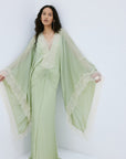 EVITA MAXI DRESS IN MINT GREEN VISCOSE GEORGETTE - De La Vali