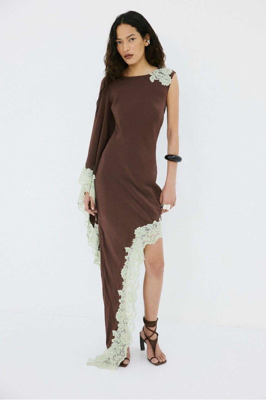 VETA MAXI DRESS IN BROWN CREPE DE CHINE