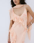 MAYARA MAXI DRESS IN ROSA PALO PINK VISCOSE GEORGETTE - De La Vali