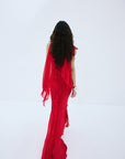 MAYARA MAXI DRESS IN RUBY RED VISCOSE GEORGETTE - De La Vali