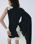 VETA MINI DRESS IN BLACK CREPE DE CHINE - De La Vali