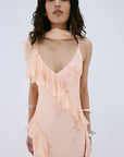 MAYARA MAXI DRESS IN ROSA PALO PINK VISCOSE GEORGETTE - De La Vali