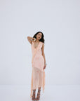 BAILA MIDI DRESS IN ROSA PALO PINK VISCOSE GEORGETTE - De La Vali