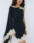VETA MINI DRESS IN BLACK CREPE DE CHINE - De La Vali