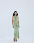 VIDA MINI DRESS IN GREEN SPANDEX JERSEY - De La Vali