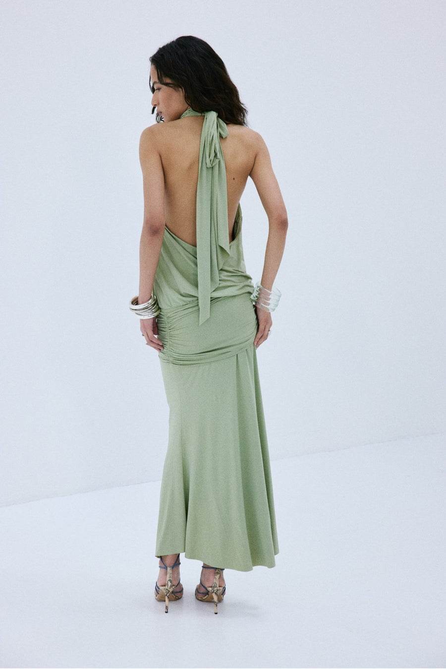 green spandex dress VIDA MIDI IN JERSEY polyester dress
