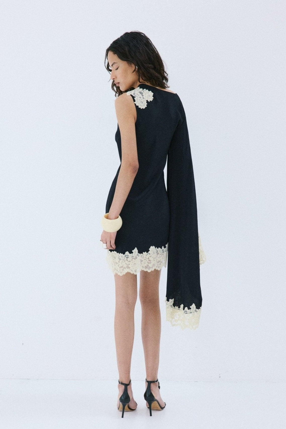 VETA MINI DRESS IN BLACK CREPE DE CHINE - De La Vali