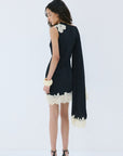 VETA MINI DRESS IN BLACK CREPE DE CHINE - De La Vali