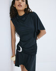 TITAN MINI DRESS IN BLACK SPANDEX JERSEY - De La Vali
