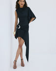 TITAN MINI DRESS IN BLACK SPANDEX JERSEY - De La Vali