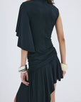 TITAN MINI DRESS IN BLACK SPANDEX JERSEY - De La Vali