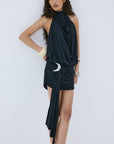 VIDA MINI DRESS IN BLACK SPANDEX JERSEY - De La Vali