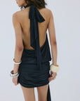 VIDA MINI DRESS IN BLACK SPANDEX JERSEY - De La Vali