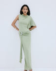 TITAN MAXI DRESS IN GREEN SPANDEX JERSEY - De La Vali