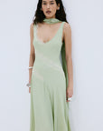AURORA MIDI DRESS IN MINT GREEN VISCOSE GEORGETTE - De La Vali