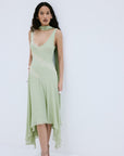 AURORA MIDI DRESS IN MINT GREEN VISCOSE GEORGETTE - De La Vali