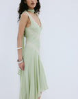 AURORA MIDI DRESS IN MINT GREEN VISCOSE GEORGETTE - De La Vali